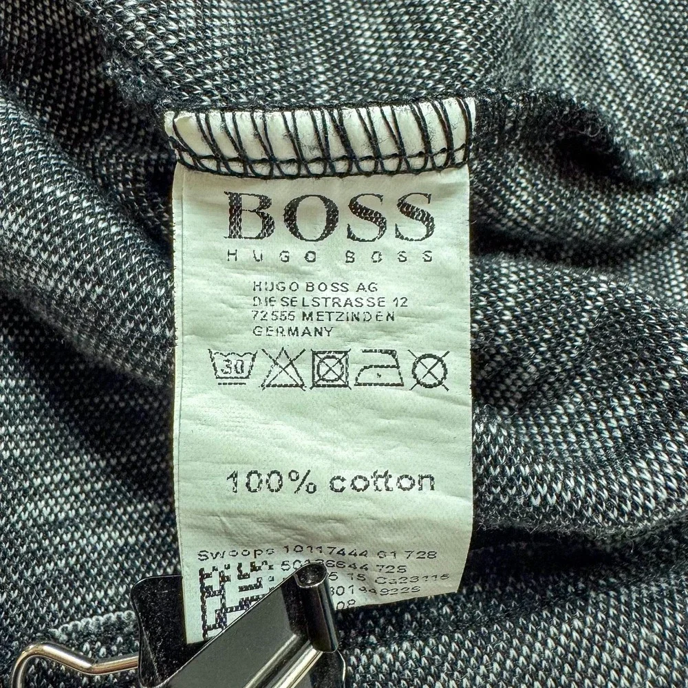 Hugo Boss Men's Heathered Charcoal Polo with Subtle Logo